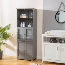 Load image into Gallery viewer, 6-Tier Freestanding Bathroom Cabinet with 2 Open Compartments and Adjustable Shelves-Gray

