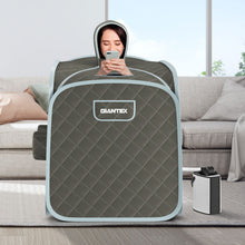 Load image into Gallery viewer, 800W 2 Person Portable Steam Sauna Tent SPA with Hat Side Holes 3L Steamer-Gray
