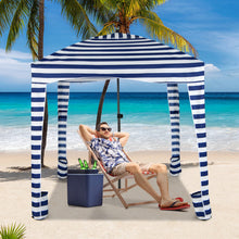 Load image into Gallery viewer, 6 x 6 Feet Foldable Beach Cabana Tent with Carrying Bag and Detachable Sidewall
