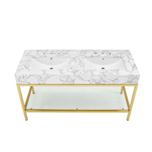 Load image into Gallery viewer, Kingsley 60" Gold Stainless Steel Bathroom Vanity by Modway
