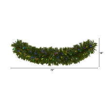 Load image into Gallery viewer, 6' x 18" Christmas Pine Extra Wide Artificial Garland w/100 Multicolor LED
