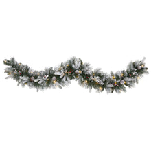 Load image into Gallery viewer, 6' Flocked Mixed Pine Artificial Christmas Garland with 50 LED Lights
