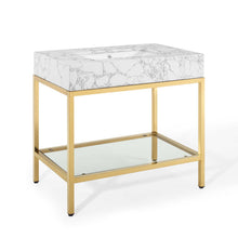 Load image into Gallery viewer, Kingsley 36" Gold Stainless Steel Bathroom Vanity by Modway
