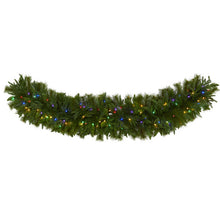 Load image into Gallery viewer, 6' x 18" Christmas Pine Extra Wide Artificial Garland w/100 Multicolor LED
