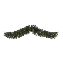 Load image into Gallery viewer, 6' Flocked Artificial Christmas Garland with 50 Multicolored LED and Berries
