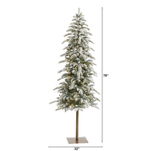 Load image into Gallery viewer, 6.5' Flocked Washington Alpine Christmas Artificial Tree w/250 White Warm LED
