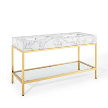 Load image into Gallery viewer, Kingsley 60" Gold Stainless Steel Bathroom Vanity by Modway
