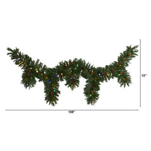 Load image into Gallery viewer, 9' x 12" Hanging Icicle Artificial Christmas Garland w/50 Multicolor LED Lights
