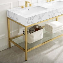 Load image into Gallery viewer, Kingsley 60" Gold Stainless Steel Bathroom Vanity by Modway
