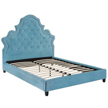 Load image into Gallery viewer, Valentina Tufted Nailhead Performance Velvet Queen Platform Bed by Modway
