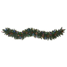 Load image into Gallery viewer, 6' Snow Dusted Artificial Christmas Garland w/ 50 Multicolored LED Lights
