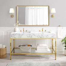 Load image into Gallery viewer, Kingsley 60" Gold Stainless Steel Bathroom Vanity by Modway
