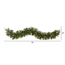 Load image into Gallery viewer, 6' Snow Tipped Artificial Christmas Garland w/50 Warm White LED Lights,Berries
