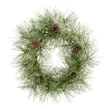 Load image into Gallery viewer, 24" Iced Pine Artificial Wreath with Pine Cones
