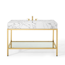 Load image into Gallery viewer, Kingsley 50" Gold Stainless Steel Bathroom Vanity by Modway
