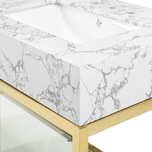 Load image into Gallery viewer, Kingsley 60" Gold Stainless Steel Bathroom Vanity by Modway
