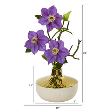 Load image into Gallery viewer, 16" Anemone Artificial Arrangement in Gold and Cream Elegant Vase
