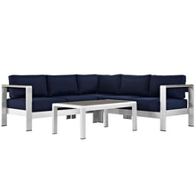 Load image into Gallery viewer, Shore 4 Piece Outdoor Patio Aluminum Sectional Sofa Set by Modway
