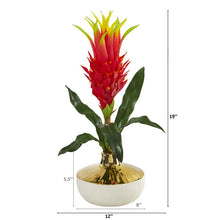 Load image into Gallery viewer, 19" Dragon Fruit Artificial Arrangement in Gold and Cream Elegant Vase
