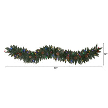 Load image into Gallery viewer, 6' Snow Dusted Artificial Christmas Garland w/ 50 Multicolored LED Lights
