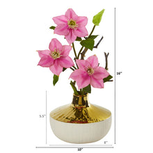 Load image into Gallery viewer, 16" Anemone Artificial Arrangement in Gold and Cream Elegant Vase
