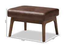 Load image into Gallery viewer, Baxton Studio Bianca Mid-Century Modern Walnut Wood Dark Brown Distressed Faux Leather Ottoman
