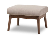 Load image into Gallery viewer, Baxton Studio Bianca Mid-Century Modern Walnut Wood Light Grey Fabric Ottoman
