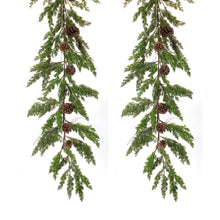 Load image into Gallery viewer, Winter Pine Garland with Pinecone Accents (Set of 2)

