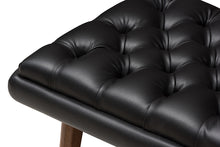 Load image into Gallery viewer, Baxton Studio Annetha Mid-Century Modern Black Faux Leather Upholstered Walnut Finished Wood Ottoman
