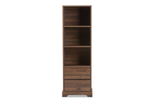 Load image into Gallery viewer, Baxton Studio Burnwood Modern and Contemporary Walnut Brown Finished Wood 2-Drawer Bookcase
