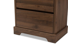 Load image into Gallery viewer, Baxton Studio Burnwood Modern and Contemporary Walnut Brown Finished Wood 2-Drawer Bookcase
