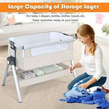 Load image into Gallery viewer, Baby Bassinet Bedside Sleeper with Storage Basket and Wheel for Newborn-Beige
