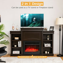 Load image into Gallery viewer, 70 Inch Modern Fireplace Media Entertainment Center with Bookcase-Brown
