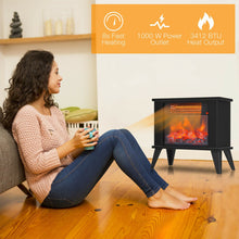 Load image into Gallery viewer, 14 Inches Portable Electric Fireplace Heater with Realistic Flame Effect-Black
