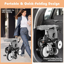 Load image into Gallery viewer, 6-in-1 Foldable Baby Tricycle Toddler Stroller with Adjustable Handle-Gray

