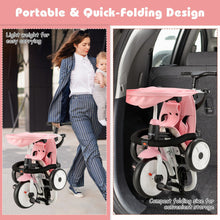 Load image into Gallery viewer, 6-in-1 Foldable Baby Tricycle Toddler Stroller with Adjustable Handle-Pink
