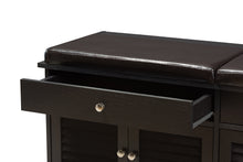 Load image into Gallery viewer, Baxton Studio Leo Modern and Contemporary Dark Brown Wood 2-Drawer Shoe Storage Bench

