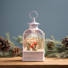 Load image into Gallery viewer, LED Snow Globe Lantern with Cardinal Forest Scene 10.5"H
