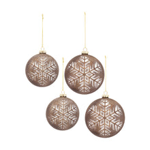 Load image into Gallery viewer, Bronze Glass Ball Ornament with Brushed Snowflake Design (Set of 6)
