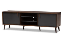 Load image into Gallery viewer, Baxton Studio Samuel Mid-Century Modern Brown and Dark Grey Finished TV Stand
