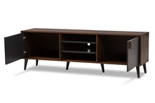 Load image into Gallery viewer, Baxton Studio Samuel Mid-Century Modern Brown and Dark Grey Finished TV Stand
