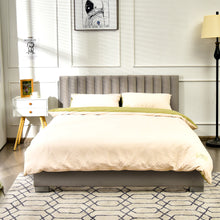 Load image into Gallery viewer, Queen Tufted Upholstered Platform Bedstead Flannel Headboard-Light Gray
