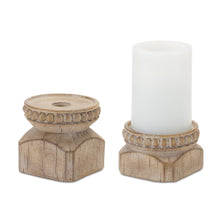Load image into Gallery viewer, Beaded Wood Design Candle Holder (Set of 4)
