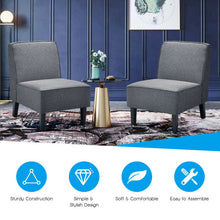 Load image into Gallery viewer, Single Fabric Modern Armless Accent  Sofa Chair with Rubber Wood Legs -Gray
