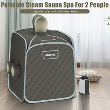 Load image into Gallery viewer, 800W 2 Person Portable Steam Sauna Tent SPA with Hat Side Holes 3L Steamer-Gray
