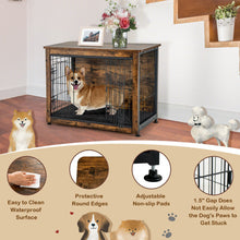 Load image into Gallery viewer, Wooden Dog Crate Furniture with Tray and Double Door-Brown
