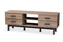 Load image into Gallery viewer, Baxton Studio Arend Modern and Contemporary Two-Tone Oak and Ebony Wood 4-Drawer TV Stand
