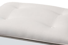 Load image into Gallery viewer, Baxton Studio Marielle Hollywood Regency Glamour Style Off White Fabric Upholstered Mirrored Ottoman Vanity Bench
