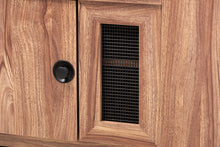 Load image into Gallery viewer, Baxton Studio Valina Modern and Contemporary Dark Brown Faux Leather Upholstered 2-Door Wood Shoe Storage Bench with Cabinet
