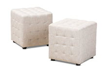 Load image into Gallery viewer, Baxton Studio Elladio Modern and Contemporary Beige Fabric Upholstered Tufted Cube Ottoman Set of 2
